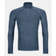 Front view of men's Ortovox 230 competition zip neck long sleeve in blue