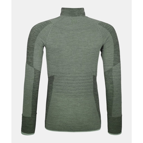 Back view of women's Ortovox 230 competition zip neck long sleeve in green