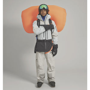 Model view of Ortovox avabag litric tour 40 avalanche pack deployed