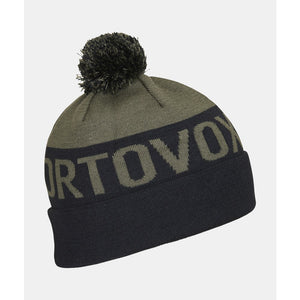 Ortovox Bobble Knit Beanie in dark wild herbs colour