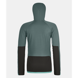 Back view of women's ortovox fleece rib hoody in arctic grey