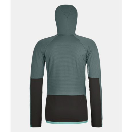 Back view of women's ortovox fleece rib hoody in arctic grey