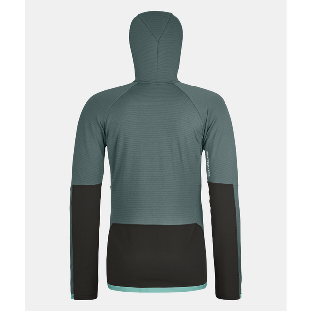 Back view of women's ortovox fleece rib hoody in arctic grey