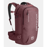 Back view of ortovox haute route 30 ski touring pack in mountain rose colour