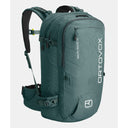 Back view of ortovox haute route 32 ski touring pack in green/grey colour