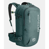 Back view of ortovox haute route 32 ski touring pack in green/grey colour