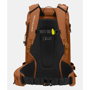 Front view of orange Ortovox Haute Route 40 ski touring pack