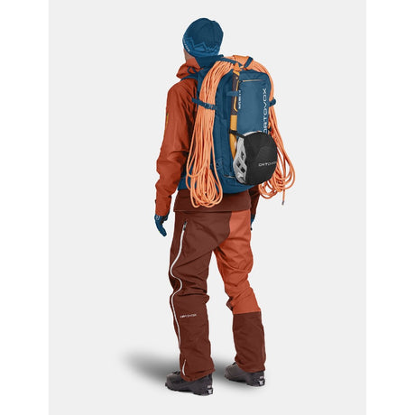 Rope attachment detail of ortovox haute route 40 ski touring pack