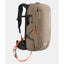 Back view of Ortovox Avabag litric tour 30 avalanche pack in beige colour