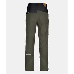 Back view of men's green Ortovox mondeval softshell pants