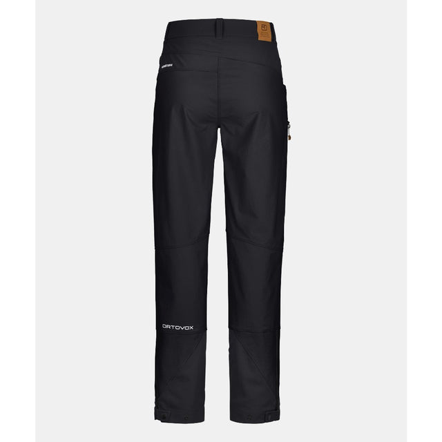 Back view of women's black Ortovox Mondeval softshell pants