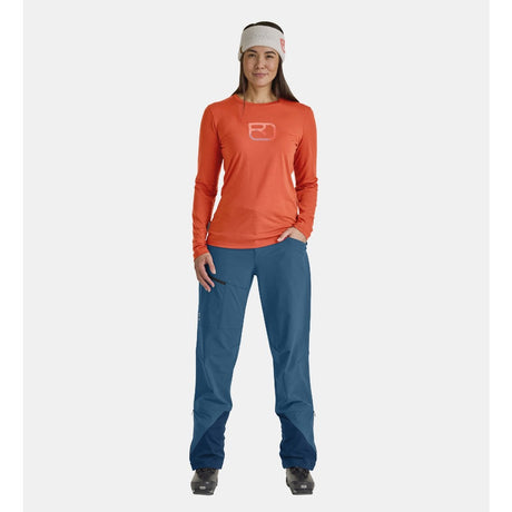 Front on-model view of women's Ortovox Mondeval softshell pants