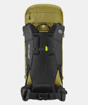Back of ortovox peak light 32 backpack in dirty daisy colour