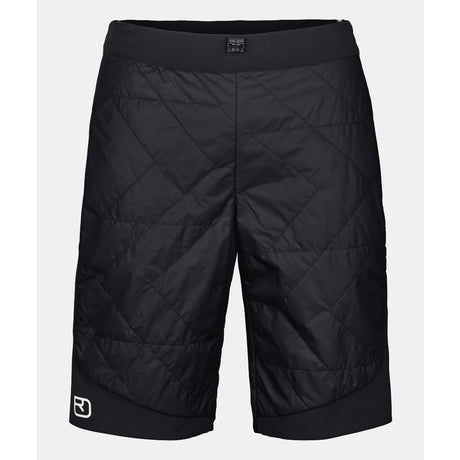 Front view of men's black Ortovox Piz Boe insulated shorts