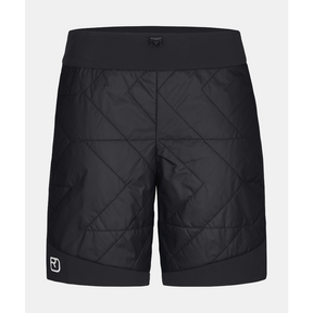 Front view of women's black Ortovox Piz Boe insulated shorts
