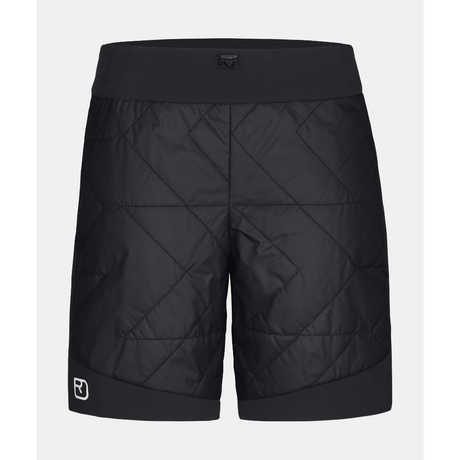 Front view of women's black Ortovox Piz Boe insulated shorts