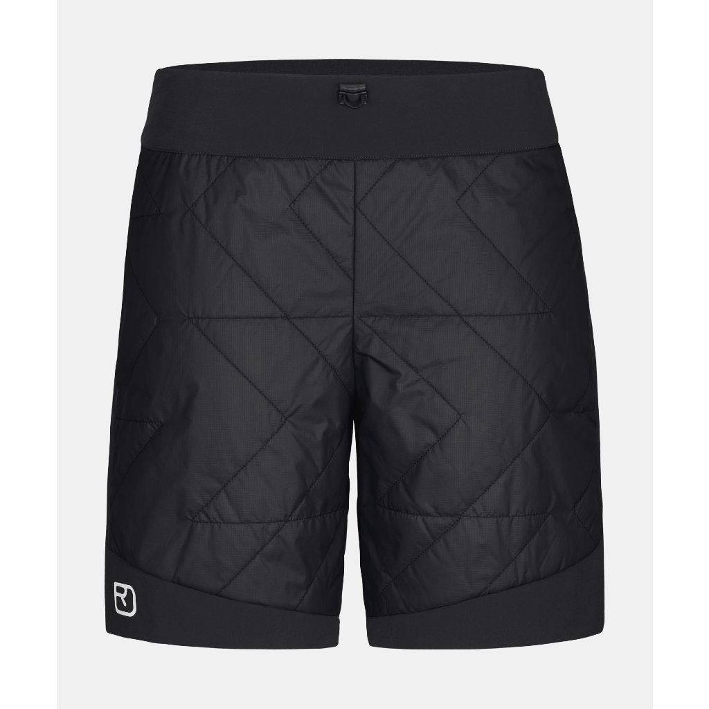 Front view of women's black Ortovox Piz Boe insulated shorts