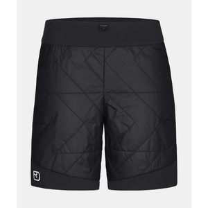 Front view of women's black Ortovox Piz Boe insulated shorts