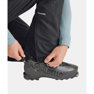 Ankle cuff detail of men's black Ortovox Pizol softshell pants