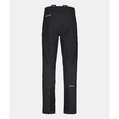 Back view of men's black Ortovox Pizol softshell pants