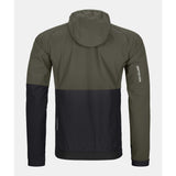 Front view of men's Ortovox Punta Berrino Hooded Jacket in 'dark wild herbs' colour