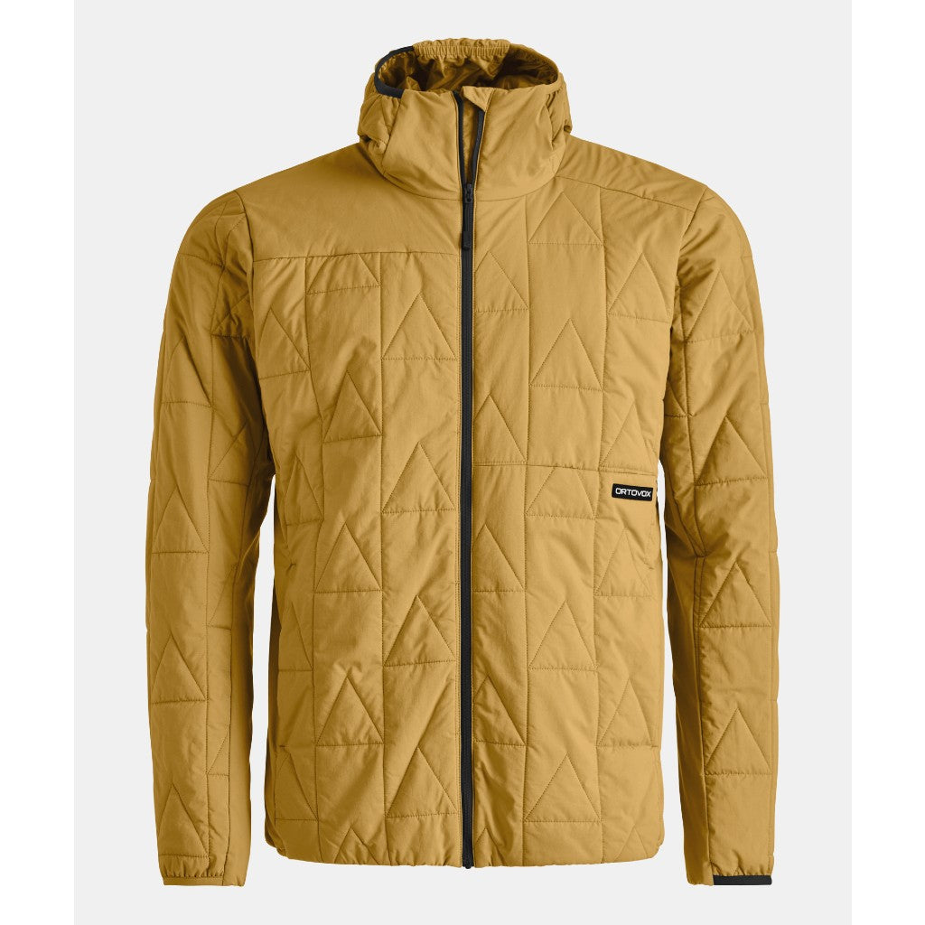 Front view of men's yellow Ortovox ravine metawool 90 jacket