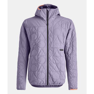 Front view of women's lavender Ortovox ravine metawool 90 jacket