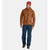 On-model view of men's Ortovox Swisswool Piz Boe jacket in bristle brown colour