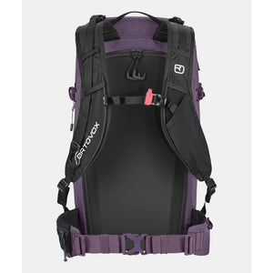 Back view of Ortovox Switchback 30 S ski touring backpack in wild berry colour