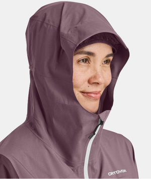Hood of ortovox 2.5L civetta jacket in dark wild berry colour