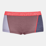 Front view of women's Ortovox 150 Essential Hot Pants in 'mountain rose' colour