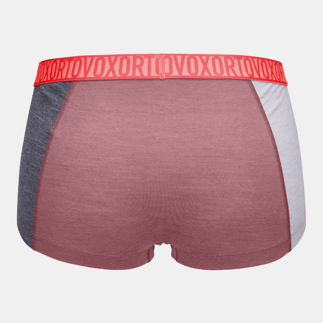 Back view of women's Ortovox 150 Essential Hot Pants in 'mountain rose' colour