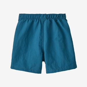 Back of patagonia baby baggies shorts in wavy blue