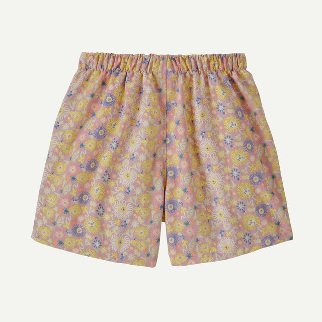 Back view of flower patterned baby Patagonia baggies shorts