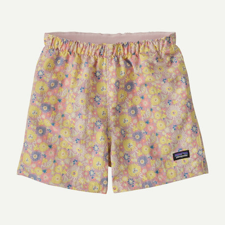 Front view of flower patterned baby Patagonia baggies shorts