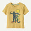 Front view of kids' yellow patagonia t-shirt with jaguar graphic