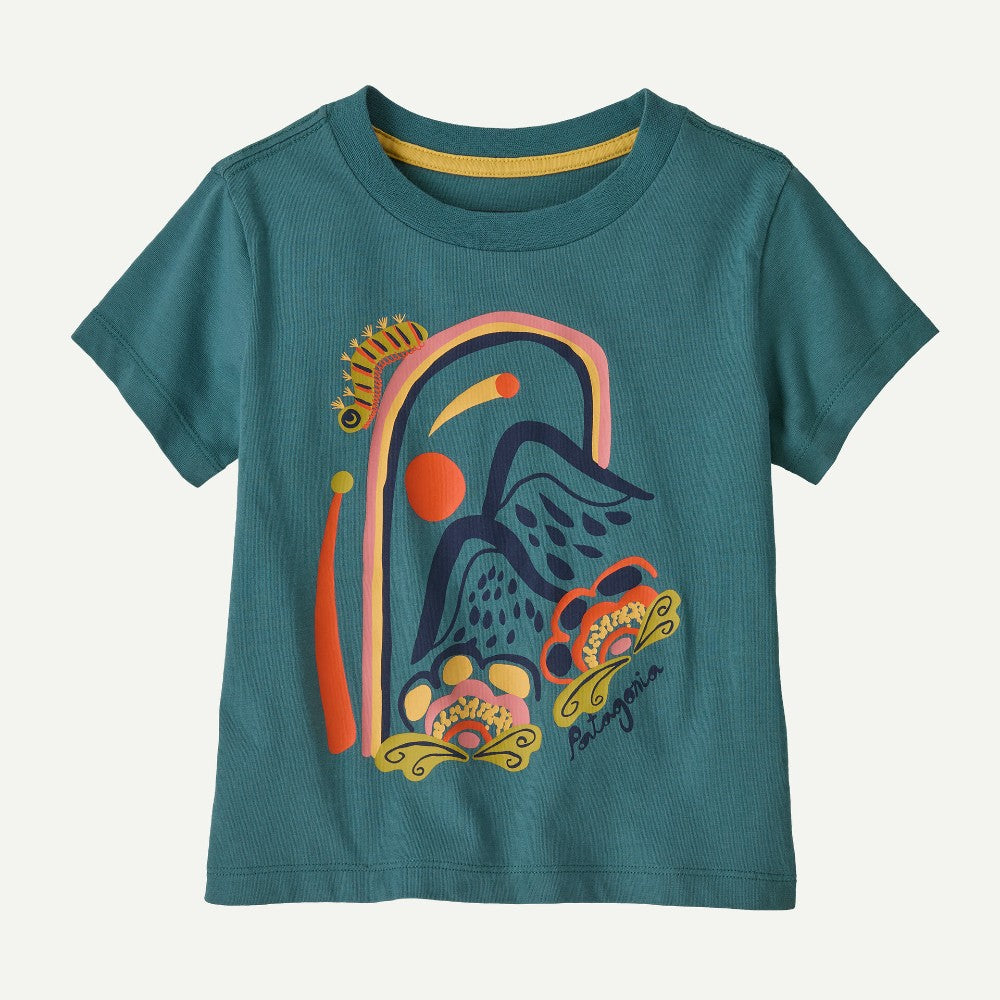 Kids' patagonia graphic t-shirt, wetland blue