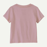 Back view of kids' purple patagonia t-shirt