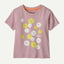 Front view of kids' purple patagonia t-shirt with fireflies graphic
