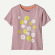 Front view of kids' purple patagonia t-shirt with fireflies graphic