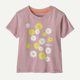 Front view of kids' purple patagonia t-shirt with fireflies graphic