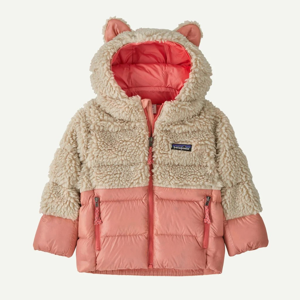 Baby's pink Patagonia Hi-Loft furry friends jacket