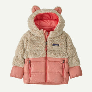 Baby's pink Patagonia Hi-Loft furry friends jacket