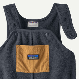 Strap detail of Patagonia baby synchilla fleece overalls