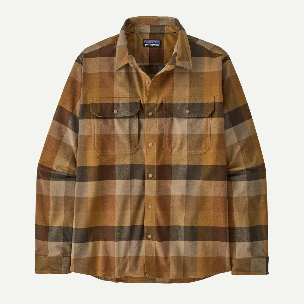 Men`s Patagonia canyonite flannel shirt in trail brown colour
