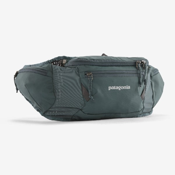 Front view of Patagonia Dirt Roamer bike waist pack in nouveau green