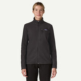 Front on-model view of women's black Patagonia R1 Air fleece jacket
