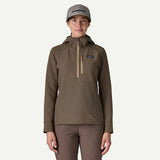Front on-model view of women's brown Patagonia CrossStrata Pullover
