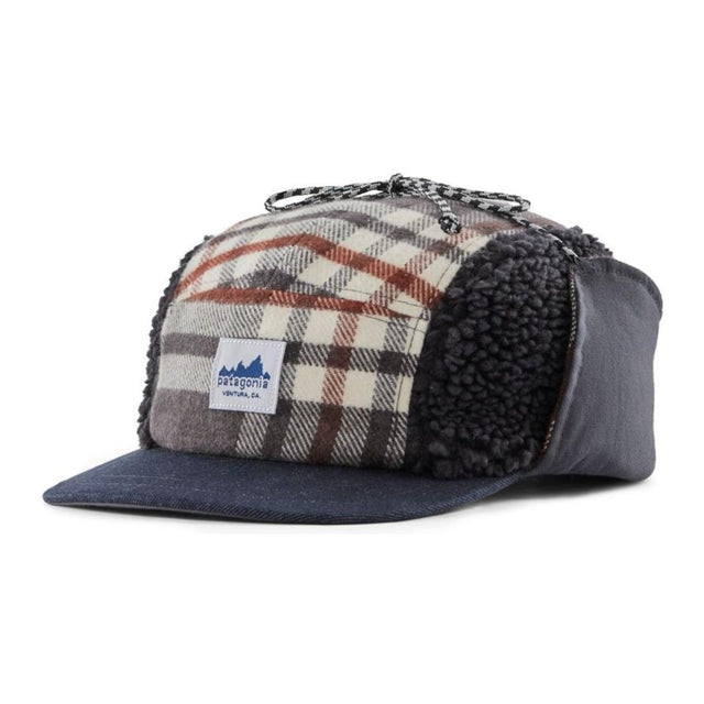 Plaid/black patagonia Range earflap cap