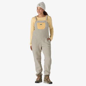 Front on-model view of Patagonia Synchilla Fleece Jumpsuit in oatmeal heather colour